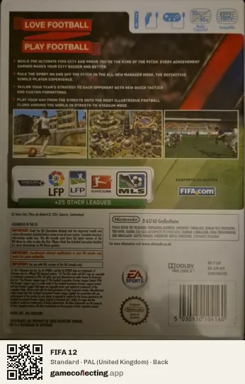 FIFA 12 Nintendo Wii, United Kingdom box back