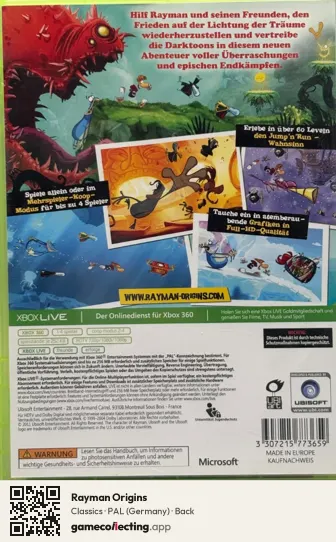 Rayman Origins Xbox 360, Germany box back