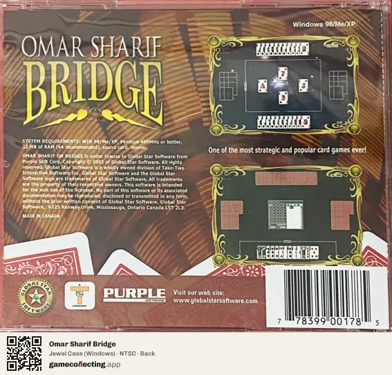 Omar Sharif Bridge Computer, NTSC box back