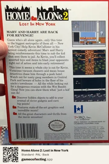 Home Alone 2: Lost in New York Nintendo Entertainment System, PAL box back