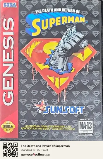 The Death and Return of Superman Sega Mega Drive / Genesis, NTSC box front