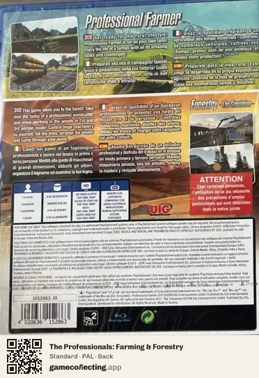 The Professionals: Farming & Forestry PlayStation 4, PAL box back