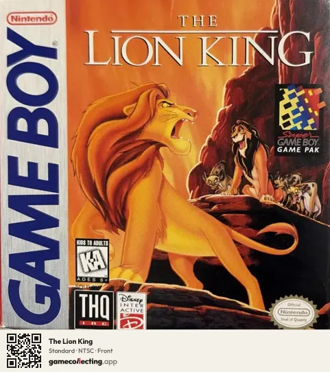 The Lion King Game Boy, NTSC box front