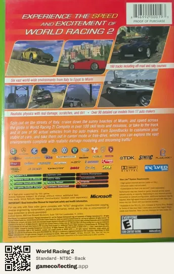 World Racing 2 Xbox, NTSC box back