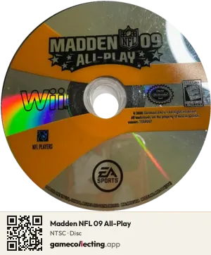 Madden NFL 09 All-Play Nintendo Wii, NTSC disc
