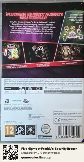 Five Nights at Freddy's: Security Breach Nintendo Switch, Germany box back