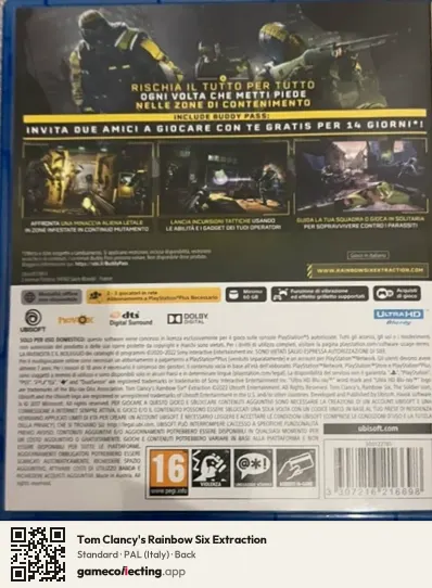 Tom Clancy's Rainbow Six Extraction PlayStation 5, Italy box back