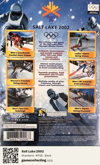 Salt Lake 2002 PlayStation 2, NTSC box back