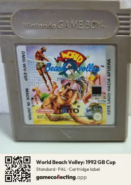 World Beach Volley: 1992 GB Cup Game Boy, PAL cartridge label