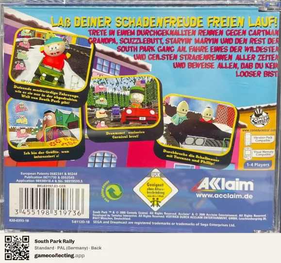 South Park Rally Sega Dreamcast, Germany box back
