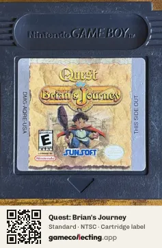 Quest: Brian's Journey Game Boy Color, NTSC cartridge label