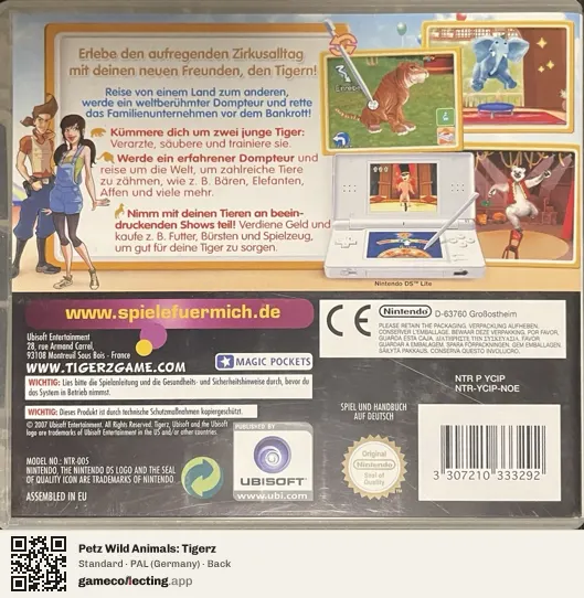 Petz Wild Animals: Tigerz Nintendo DS, Germany box back