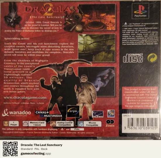 Dracula: The Last Sanctuary PlayStation, PAL box back