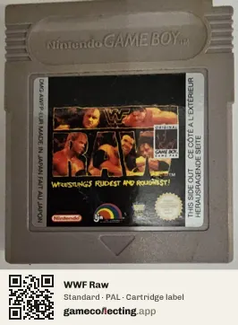 WWF Raw Game Boy, PAL cartridge label