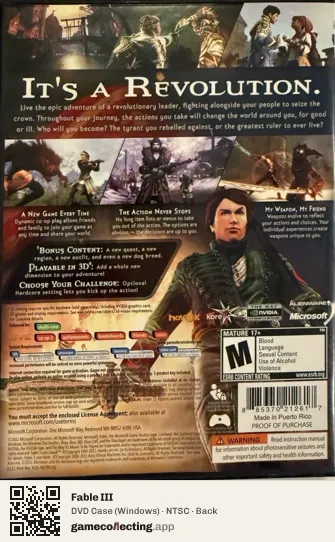 Fable III Computer, NTSC box back