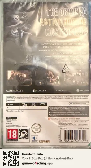 Resident Evil 4 Nintendo Switch, United Kingdom box back