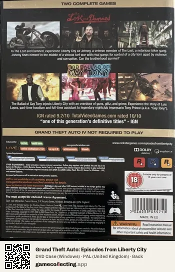 Grand Theft Auto: Episodes from Liberty City Computer, United Kingdom box back