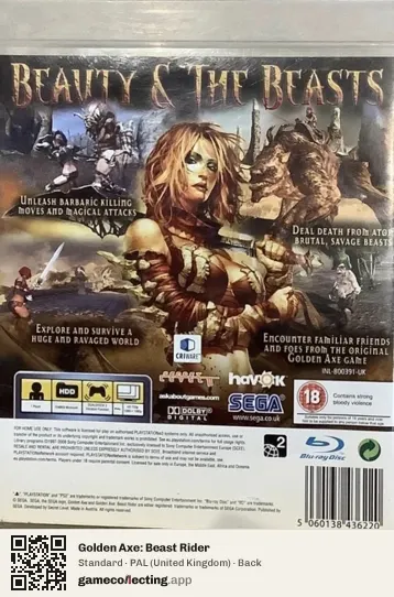 Golden Axe: Beast Rider PlayStation 3, United Kingdom box back