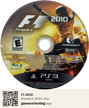 F1 2010 PlayStation 3, NTSC disc