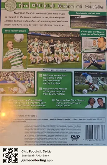 Club Football: Celtic PlayStation 2, PAL box back