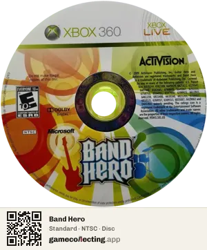 Band Hero Xbox 360, NTSC disc