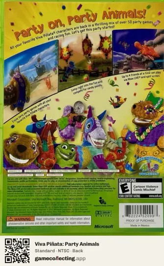 Viva Piñata: Party Animals Xbox 360, NTSC box back