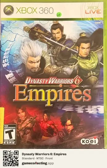 Dynasty Warriors 6: Empires Xbox 360, NTSC box front