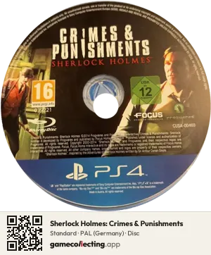 Sherlock Holmes: Crimes & Punishments PlayStation 4, PAL disc
