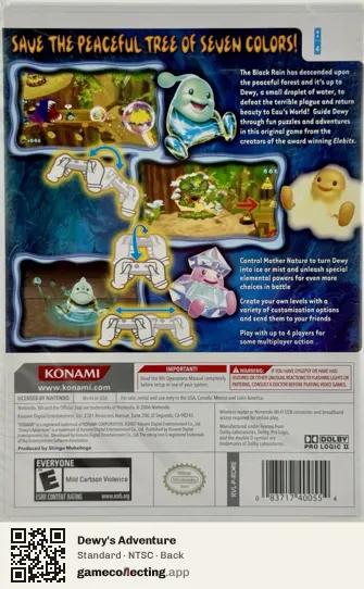 Dewy's Adventure Nintendo Wii, NTSC box back