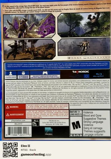 Elex II PlayStation 4, NTSC box back