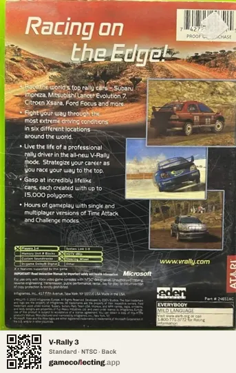 V-Rally 3 Xbox, NTSC box back