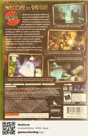BioShock Xbox 360, NTSC box back