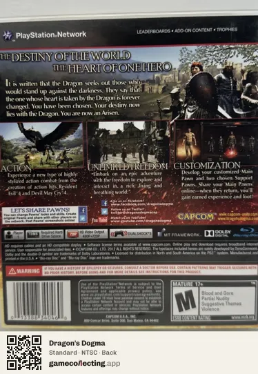 Dragon's Dogma PlayStation 3, NTSC box back