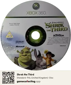 Shrek the Third Xbox 360, PAL disc