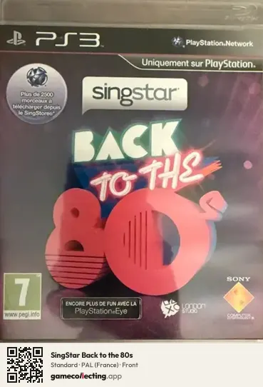 SingStar Back to the 80s PlayStation 3, France box front