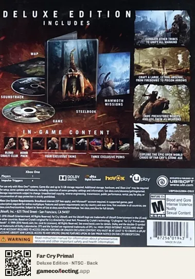 Far Cry Primal Xbox One, NTSC box back