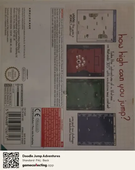 Doodle Jump Adventures Nintendo 3DS, PAL box back
