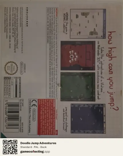 Doodle Jump Adventures Nintendo 3DS, PAL box back
