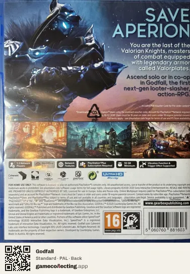 Godfall PlayStation 5, PAL box back