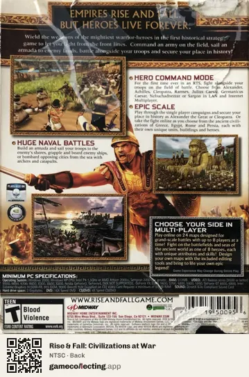 Rise & Fall: Civilizations at War Computer, NTSC box back