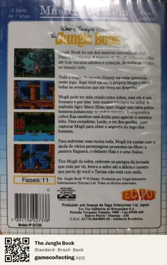 The Jungle Book Sega Master System, Brazil box back
