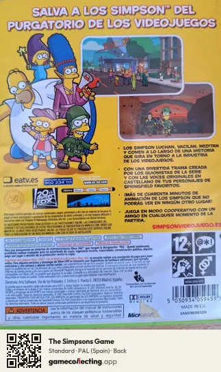 The Simpsons Game Xbox 360, Spain box back