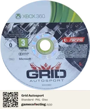 Grid Autosport Xbox 360, PAL disc