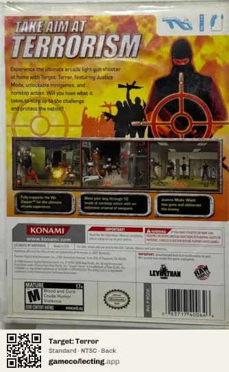 Target: Terror Nintendo Wii, NTSC box back