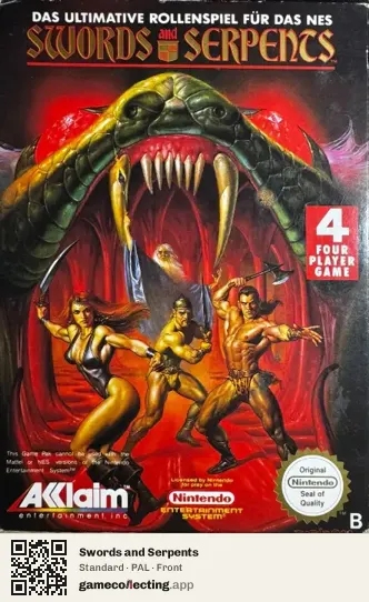 Swords and Serpents Nintendo Entertainment System, PAL box front