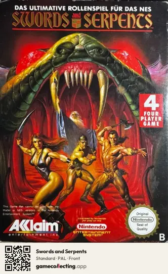 Swords and Serpents Nintendo Entertainment System, PAL box front