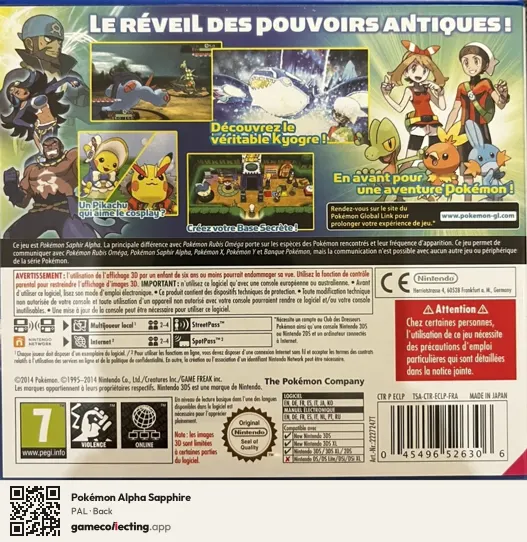 Pokémon Alpha Sapphire Nintendo 3DS, PAL box back