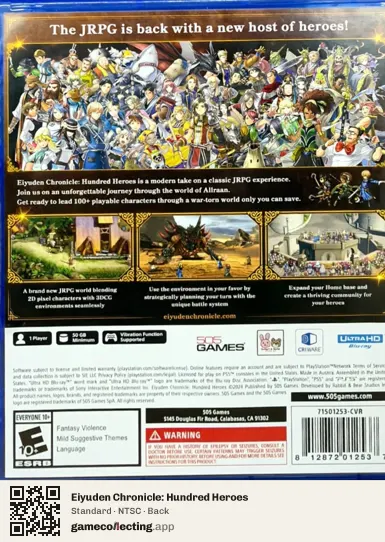 Eiyuden Chronicle: Hundred Heroes PlayStation 5, NTSC box back