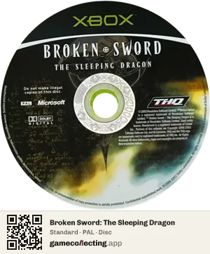 Broken Sword: The Sleeping Dragon Xbox, PAL disc