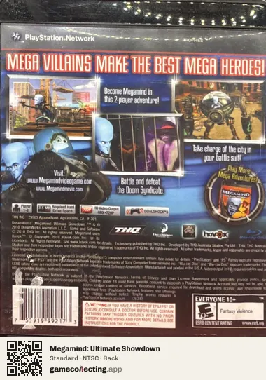 Megamind: Ultimate Showdown PlayStation 3, NTSC box back